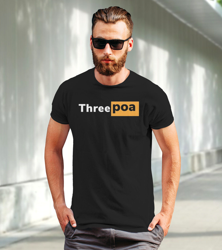 Threepoa Hub Classic Style Text Bold Minimalist Contrast T-Shirt