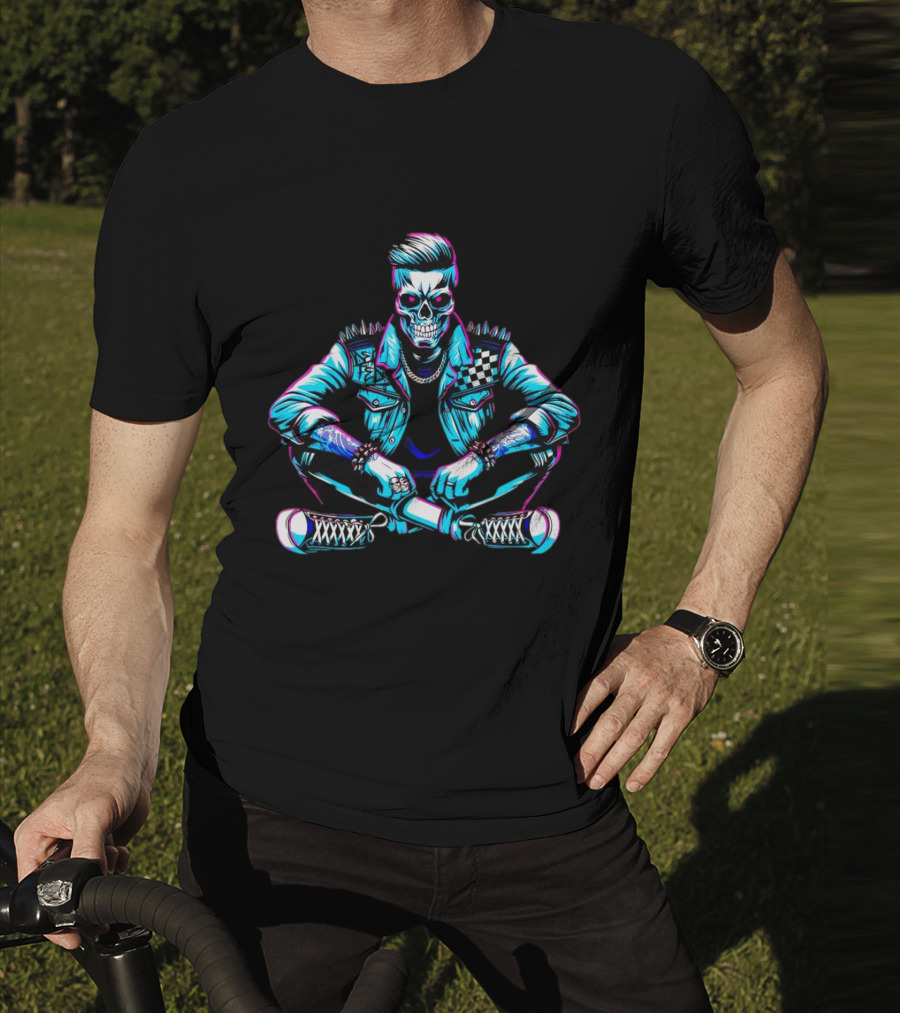 TTD Wrestling Mr. Dead Fed Skull Punk Skeleton With Spiked Jacket And Tattoos T-Shirt