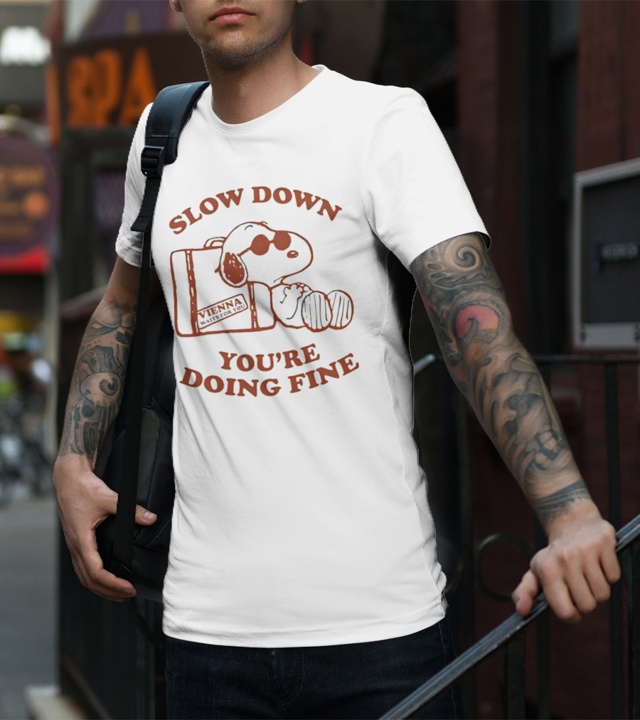Snoopy Slow Down You’re Doing Fine Vienna Waffle Box T-Shirt