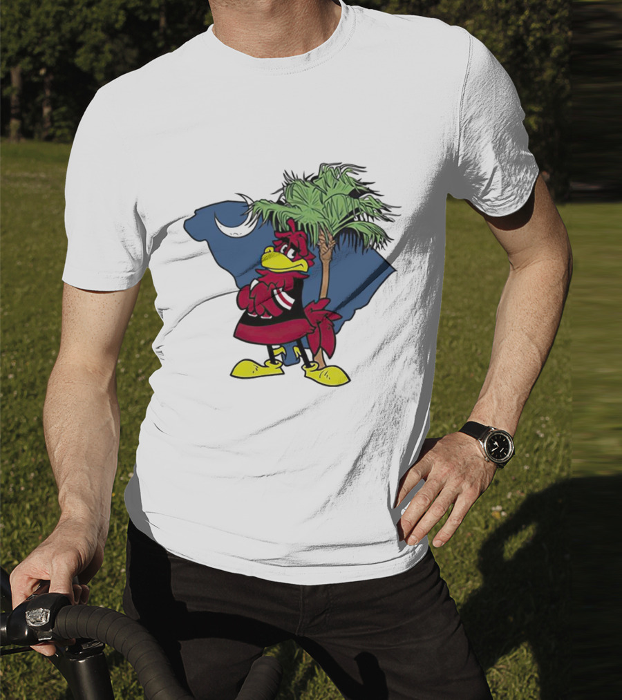 South Carolina Gamecocks Mascot State Emblem Palmetto Tree And Crescent Moon T-Shirt