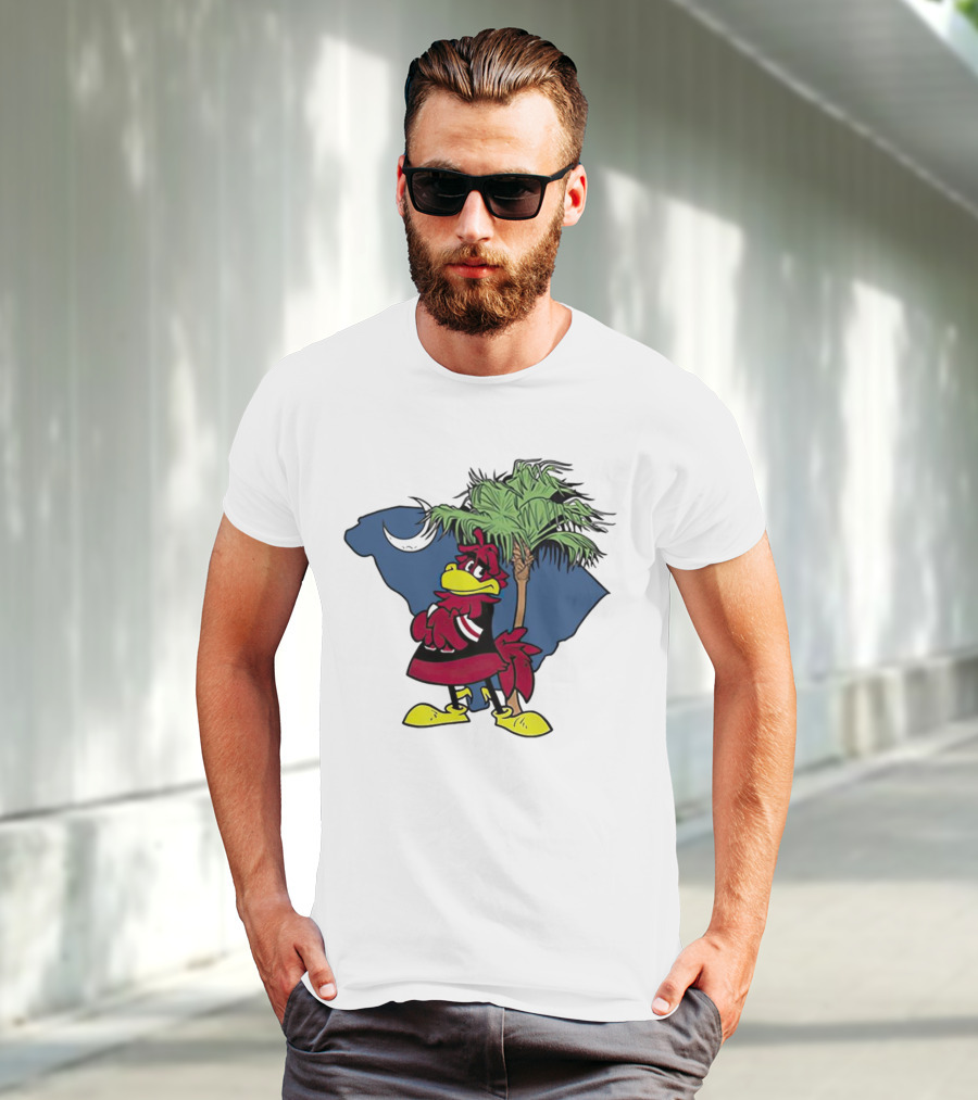 South Carolina Gamecocks Mascot State Emblem Palmetto Tree And Crescent Moon T-Shirt