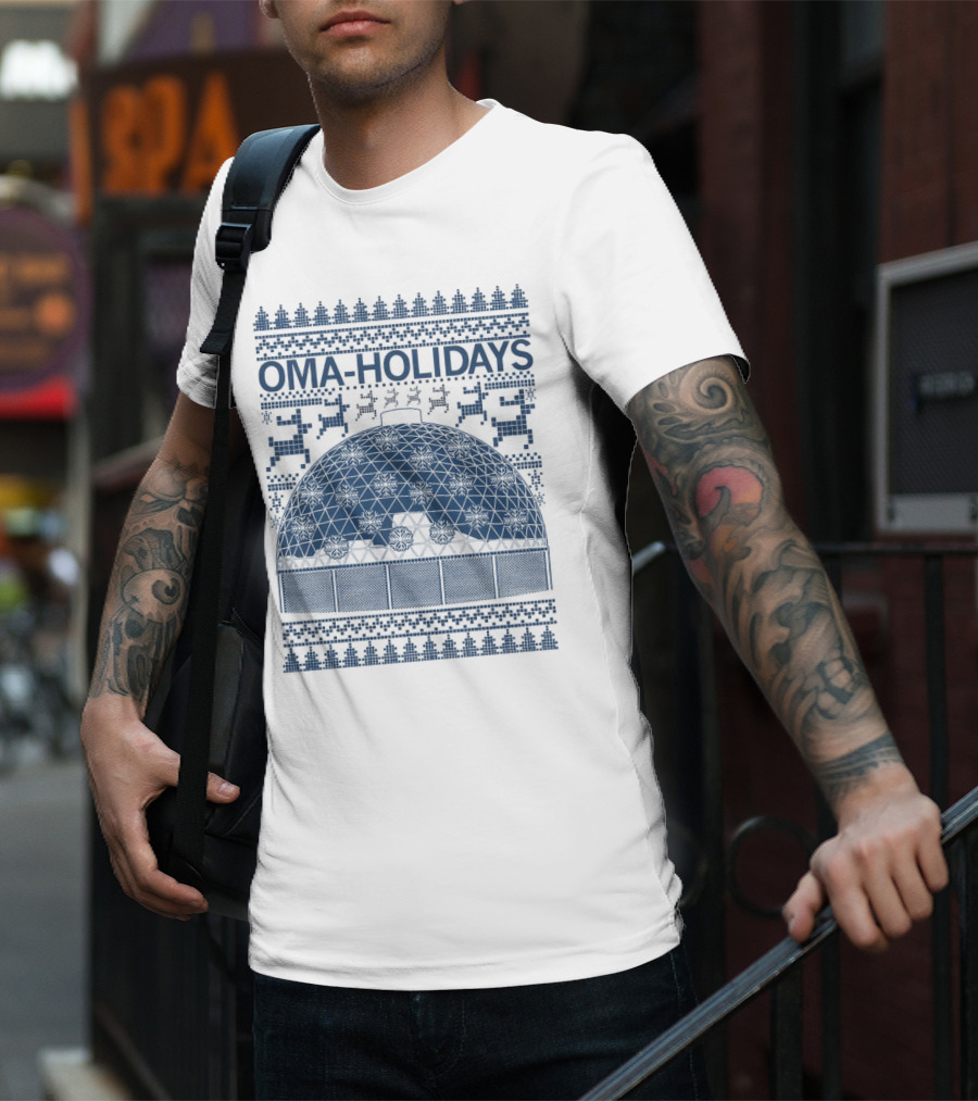 Oma Holidays Christmas Dome Pattern With Reindeer And Trees T-Shirt