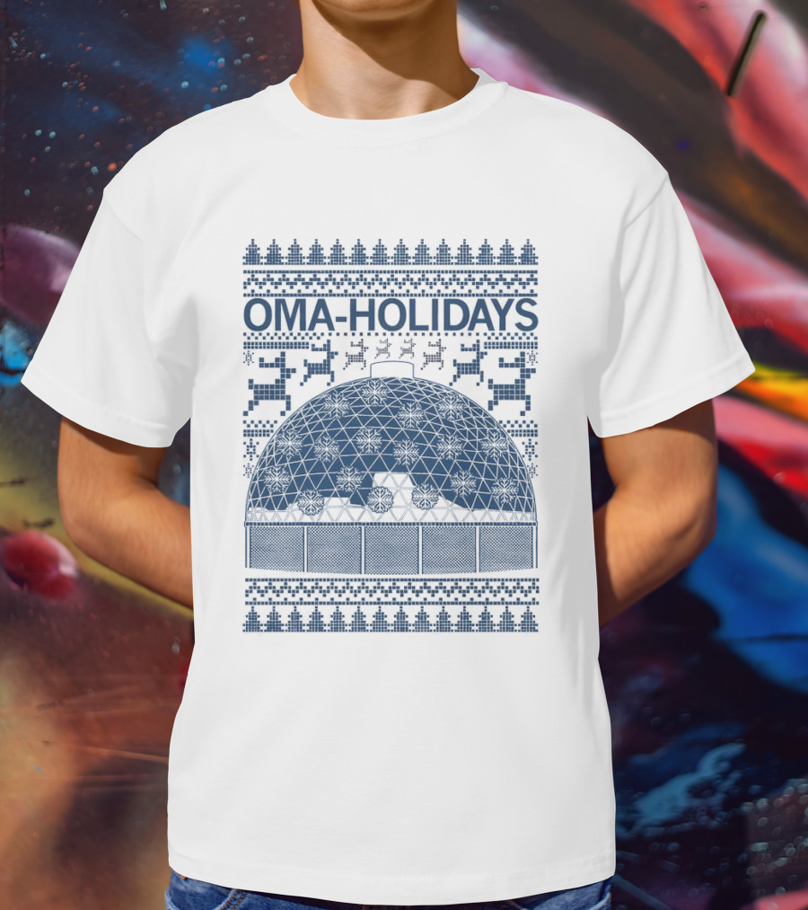Oma Holidays Christmas Dome Pattern With Reindeer And Trees T-Shirt