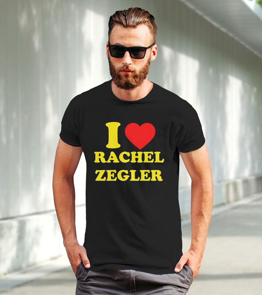 I Love Rachel Zegler Bold Yellow Letters With Red Heart T-Shirt