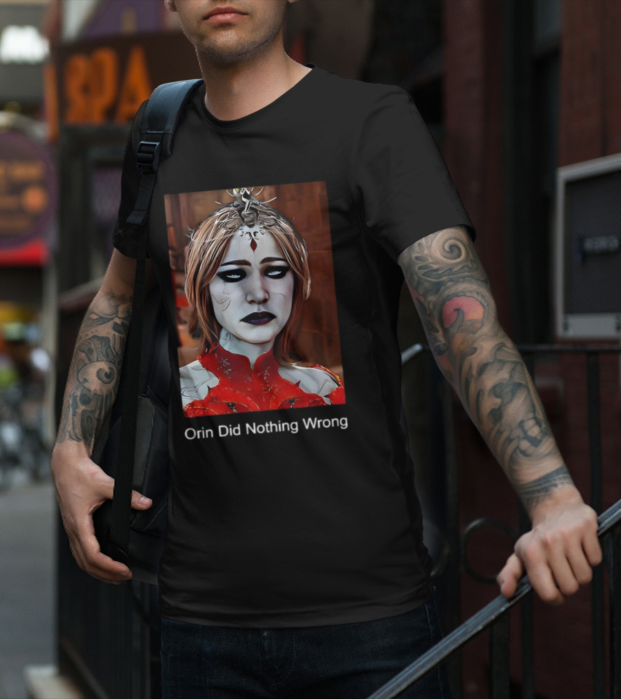 Orin Did Nothing Wrong Mysterious Woman With Dark Makeup And Red T-Shirt