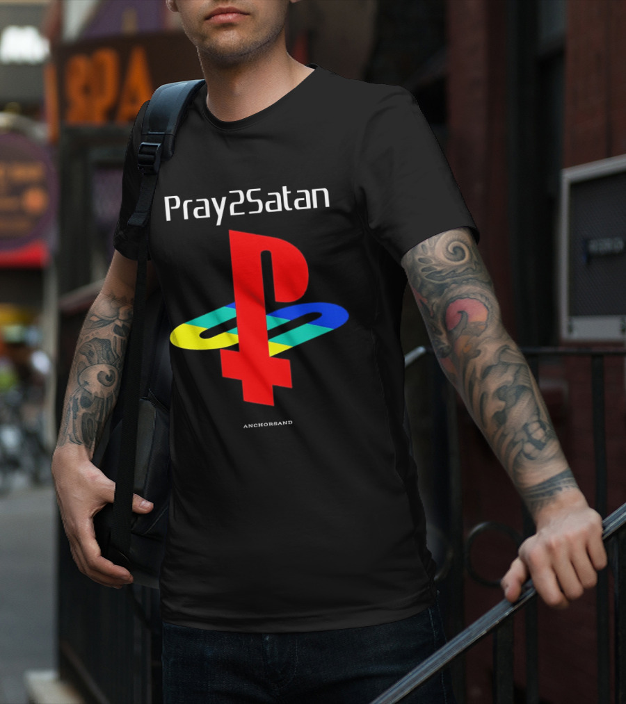 Pray2Satan Anchorsand Playstation T-Shirt