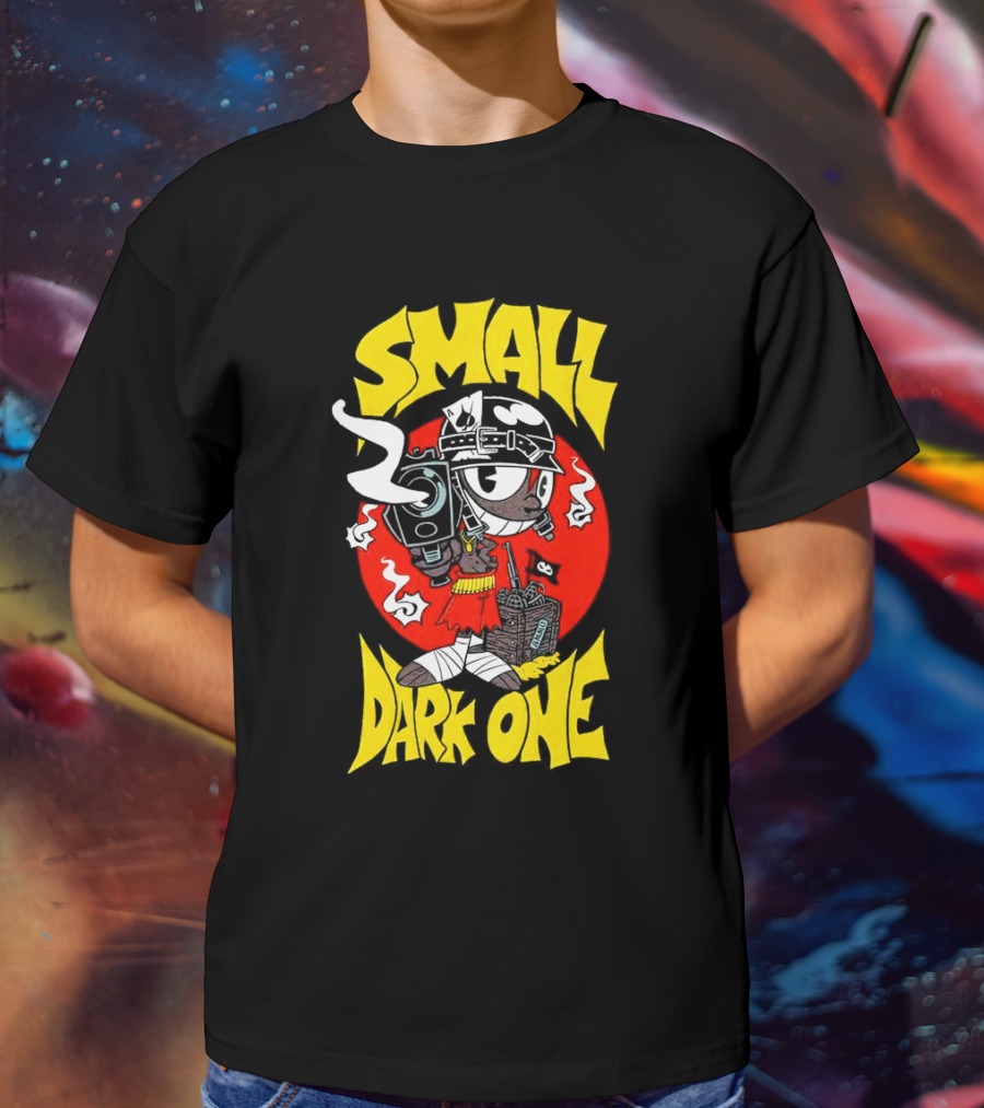 Small Dark One Gunsmoke Skateboard Pizza Character T-Shirt