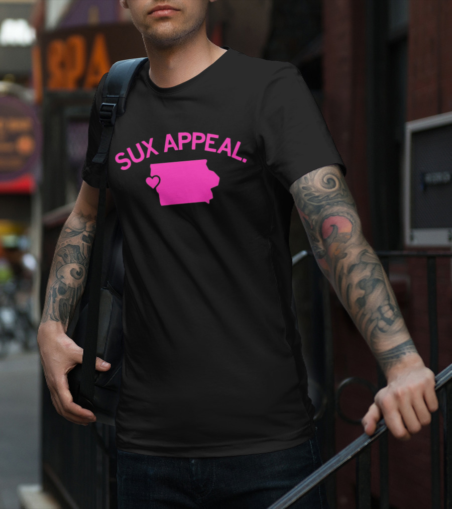 Sux Appeal Pink Iowa Heart Map T-Shirt