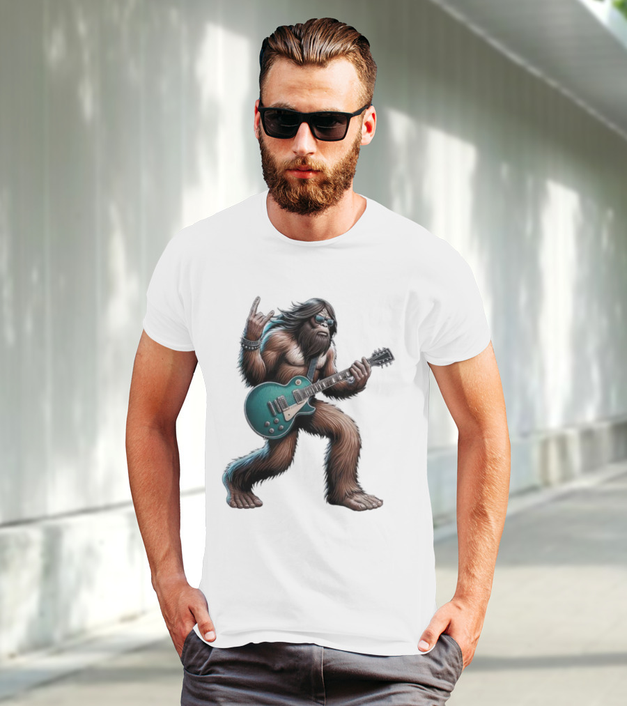 Bigfoot Rocking Out With Electric Guitar T-Shirt