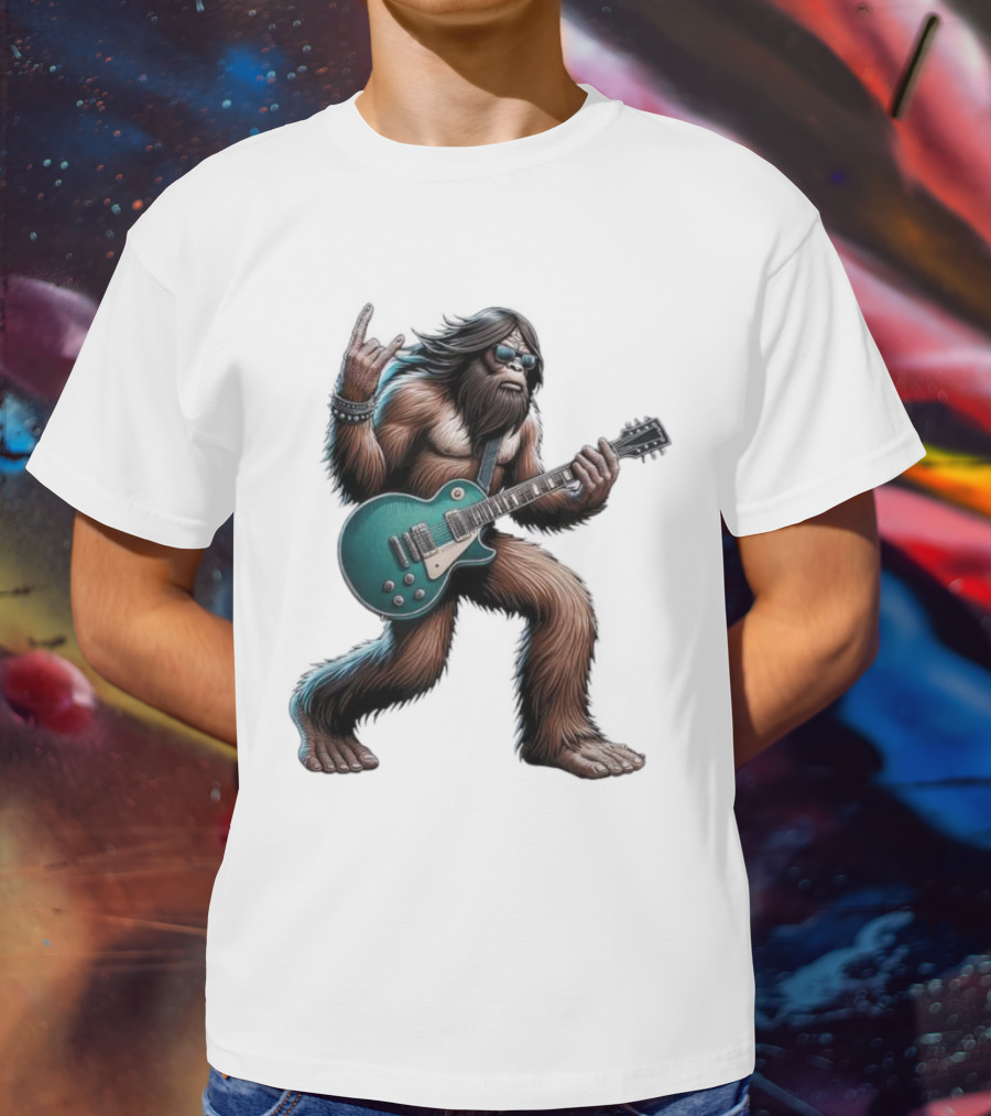 Bigfoot Rocking Out With Electric Guitar T-Shirt