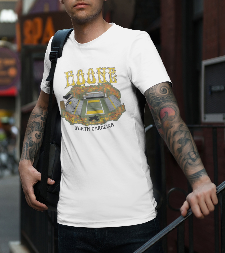 Boone Stadium North Carolina Football Field Surrounded By Autumn Foliage T-Shirt