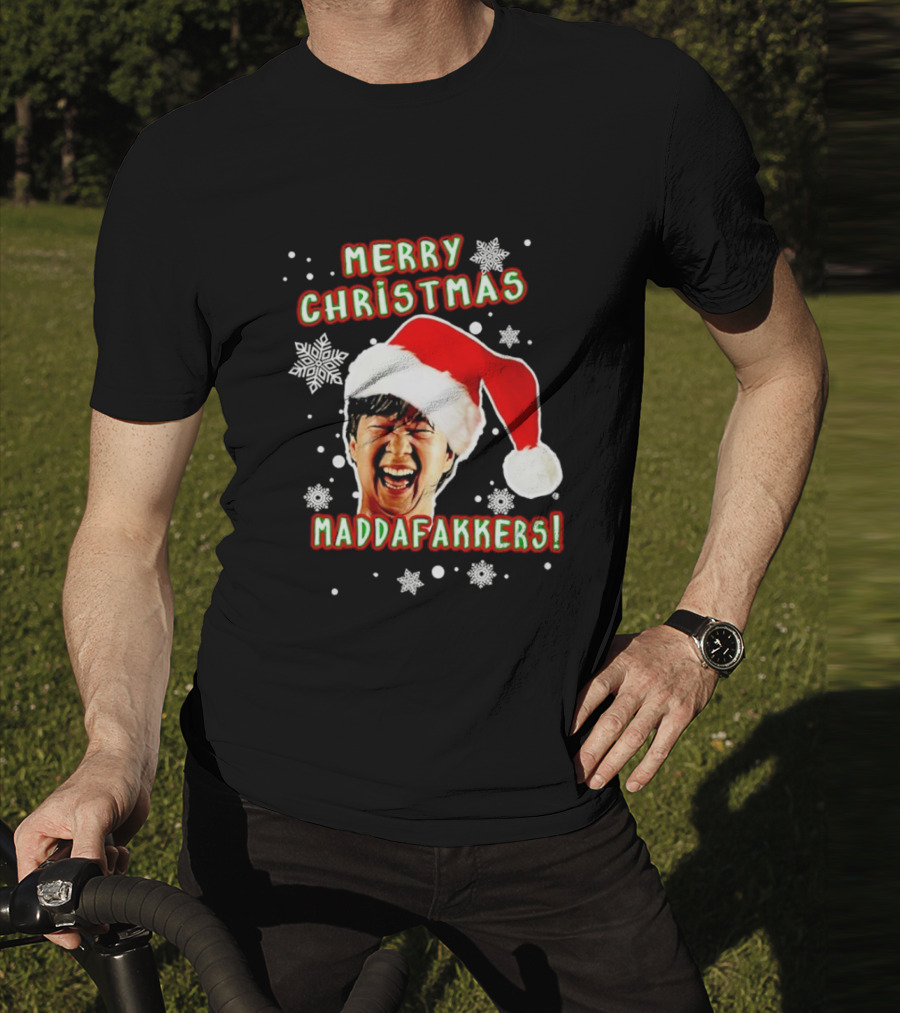 Merry Christmas Maddafakkers Ken Jeong Santa Hat Snowflakes T-Shirt