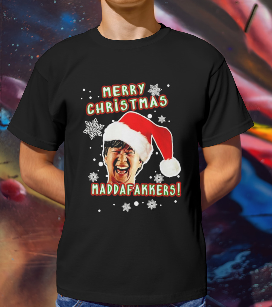 Merry Christmas Maddafakkers Ken Jeong Santa Hat Snowflakes T-Shirt