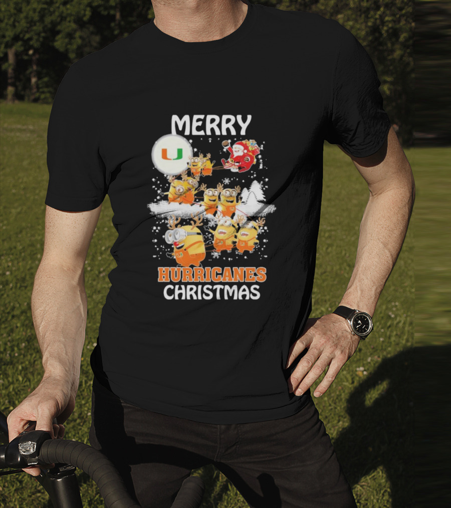 Merry Minions Miami Hurricanes Christmas T-Shirt