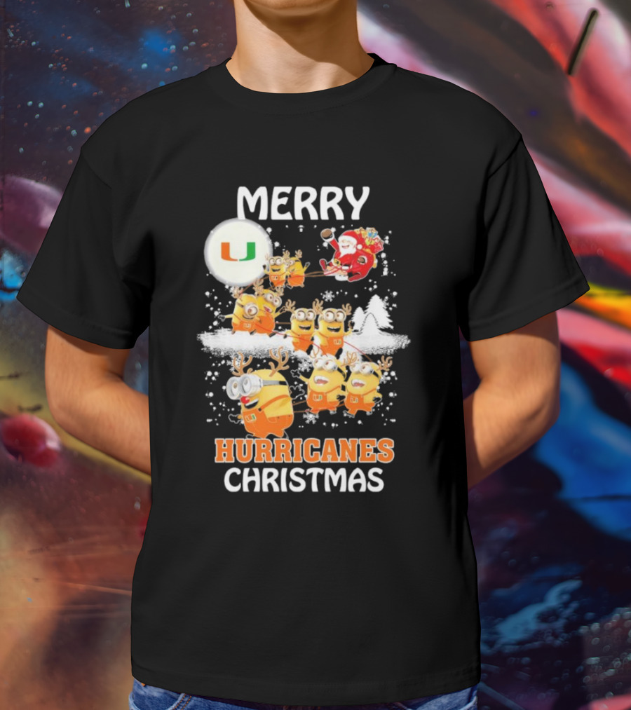 Merry Minions Miami Hurricanes Christmas T-Shirt