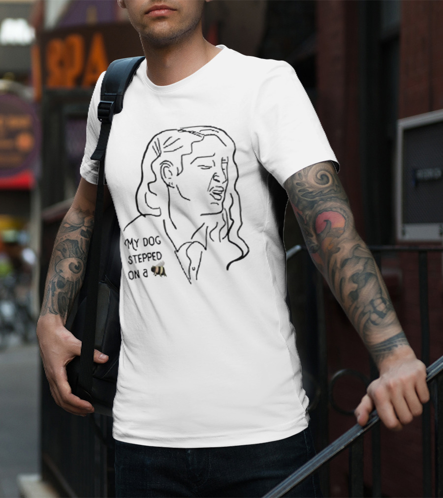 My Dog Stepped On A Bee Face Outline Drawing T-Shirt