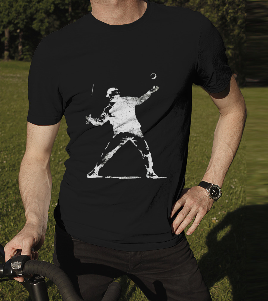 Banksy Flower Thrower Graffiti Street Art Baseball T-Shirt