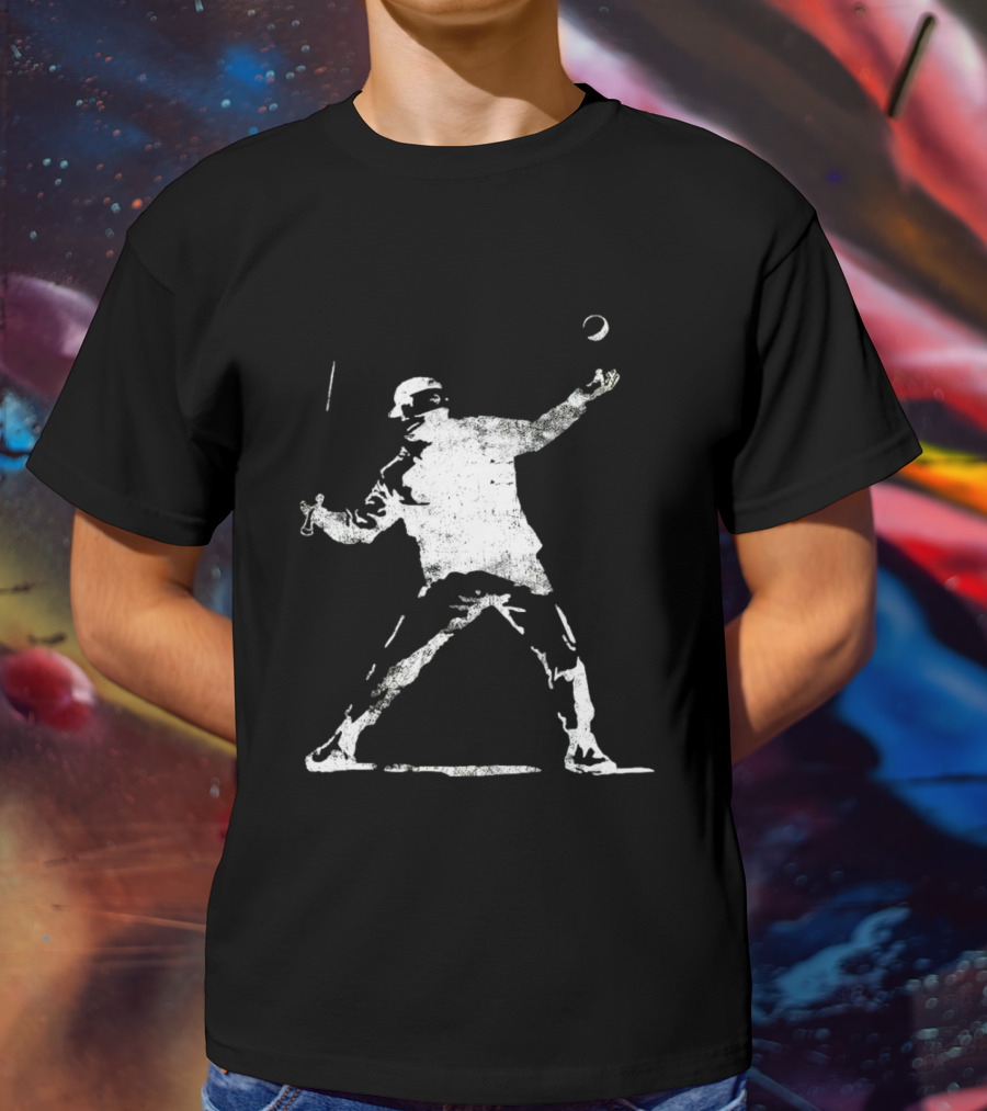 Banksy Flower Thrower Graffiti Street Art Baseball T-Shirt