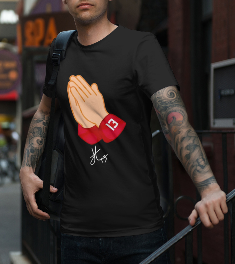 Jordan Travis Signature Praying Hands Number 13 Autograph T-Shirt