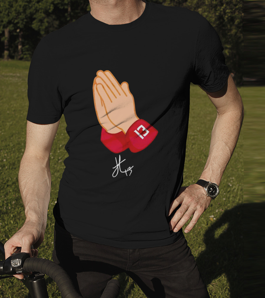 Jordan Travis Signature Praying Hands Number 13 Autograph T-Shirt