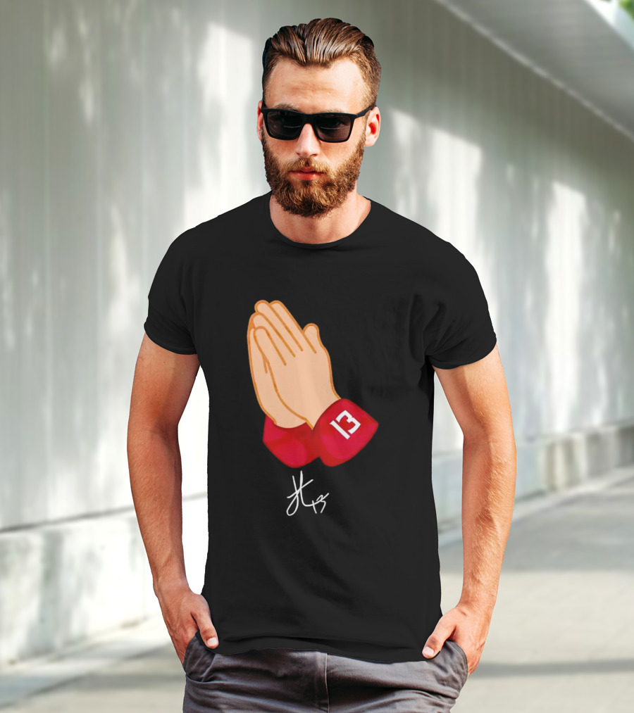 Jordan Travis Signature Praying Hands Number 13 Autograph T-Shirt