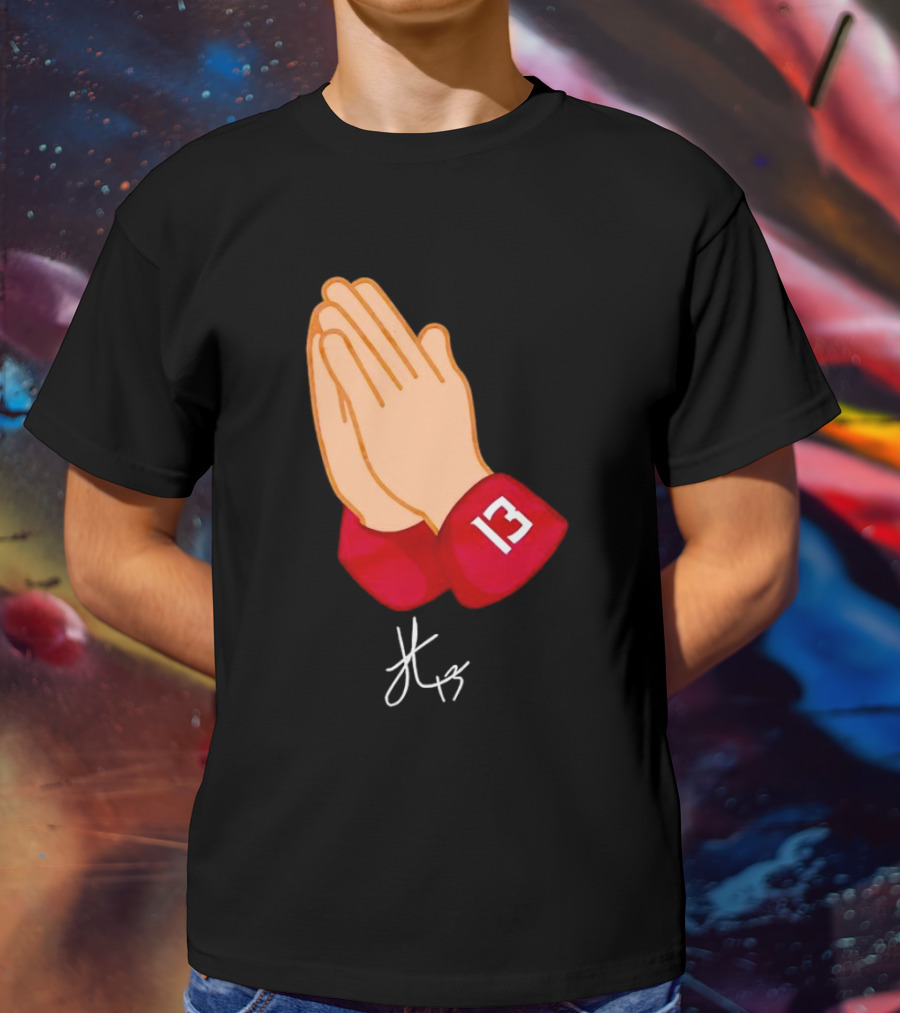 Jordan Travis Signature Praying Hands Number 13 Autograph T-Shirt