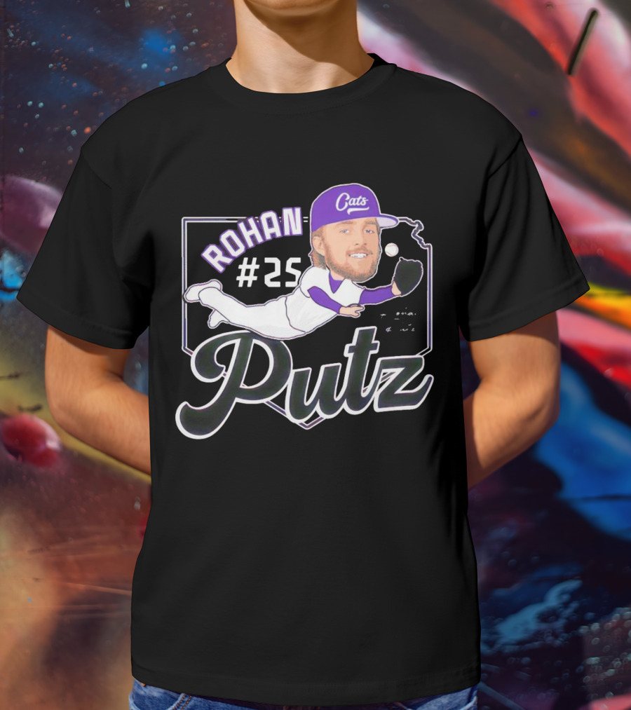 Rohan Putz #25 Kansas State Wildcats Cats Outfielder Signature T-Shirt