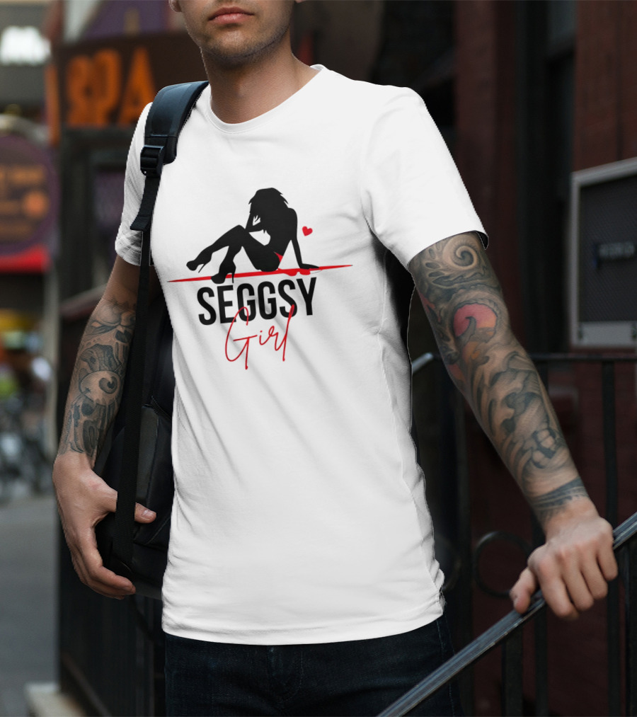 Seggsy Girl Silhouette With Heart And Red Accents T-Shirt
