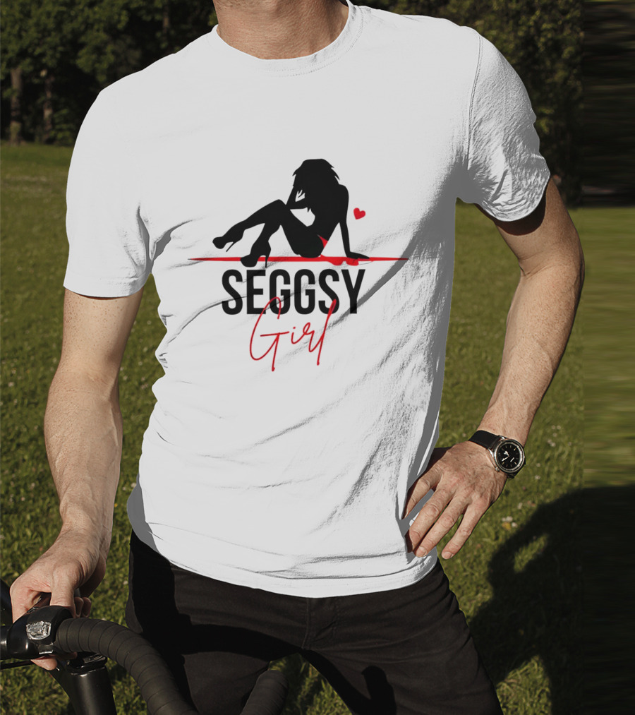 Seggsy Girl Silhouette With Heart And Red Accents T-Shirt