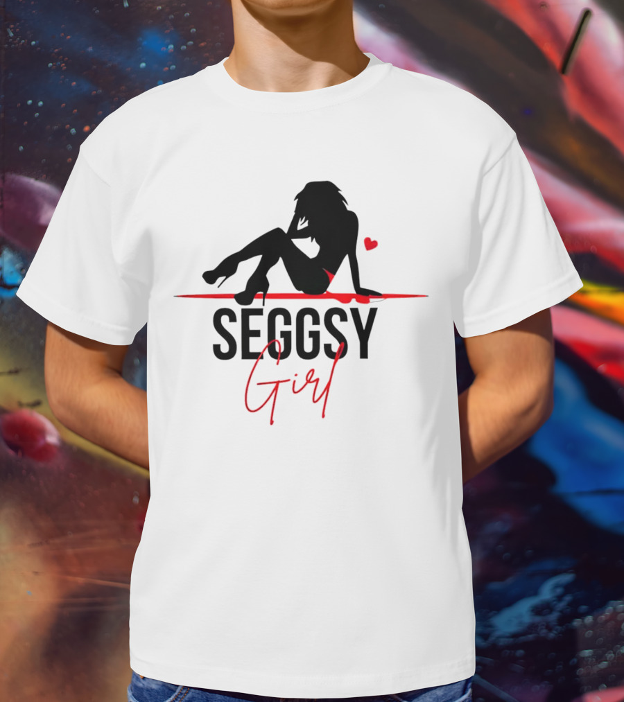 Seggsy Girl Silhouette With Heart And Red Accents T-Shirt