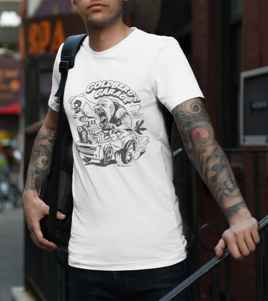 GOLDBERG'S GARAGE SPEED DEMON SKULL HOT ROD T-Shirt