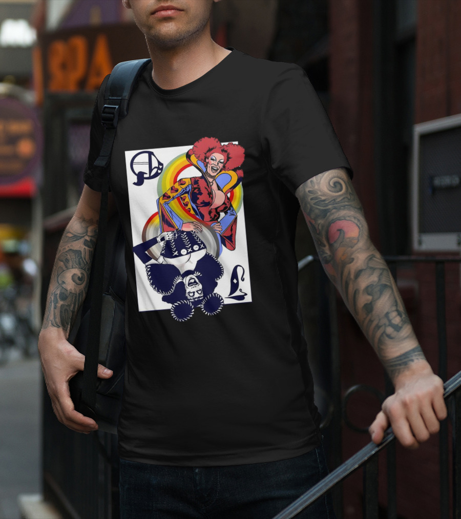 Jimbo Queen Of Hearts Playing Card Rainbow Drag T-Shirt