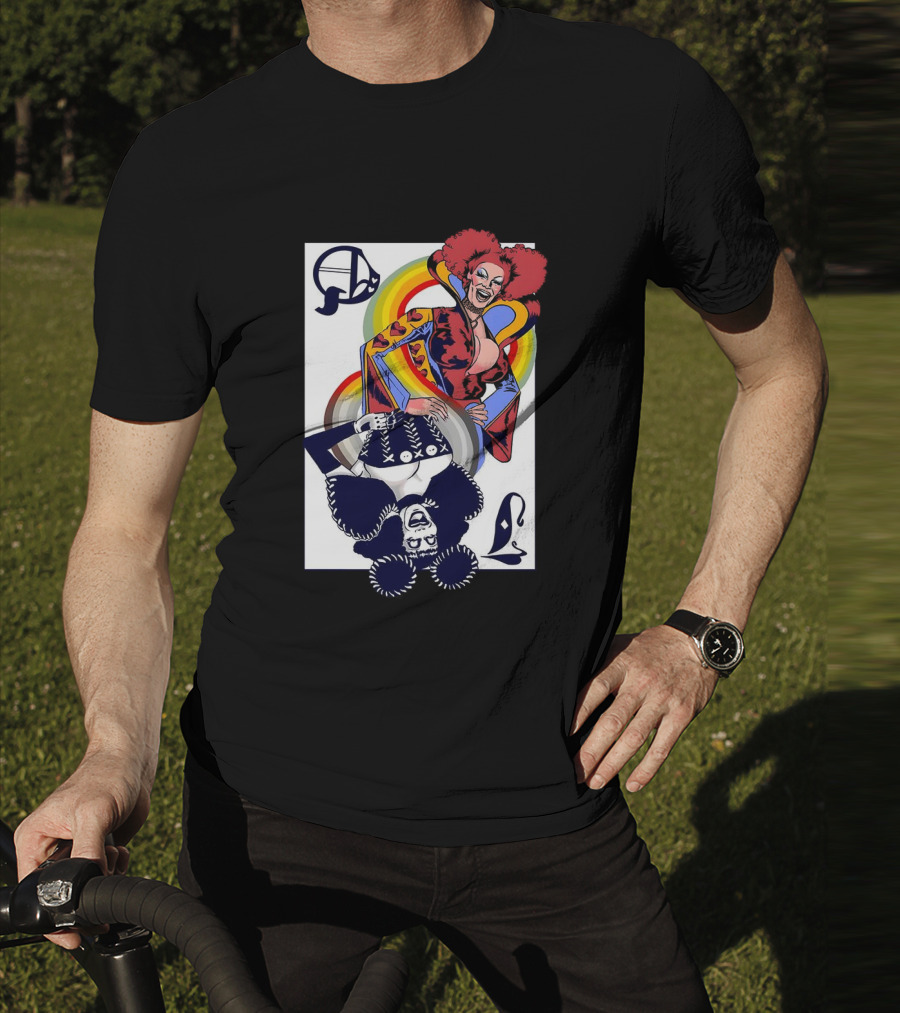 Jimbo Queen Of Hearts Playing Card Rainbow Drag T-Shirt