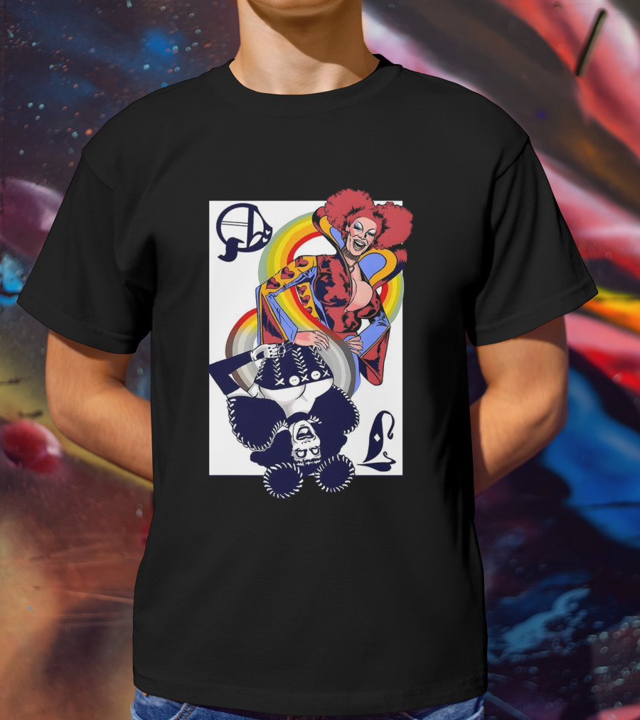 Jimbo Queen Of Hearts Playing Card Rainbow Drag T-Shirt