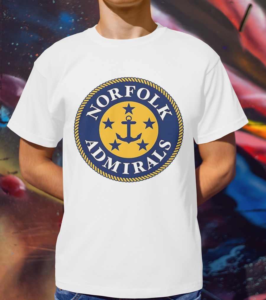Norfolk Admirals Anchored Stars Emblem Navy Yellow T-Shirt