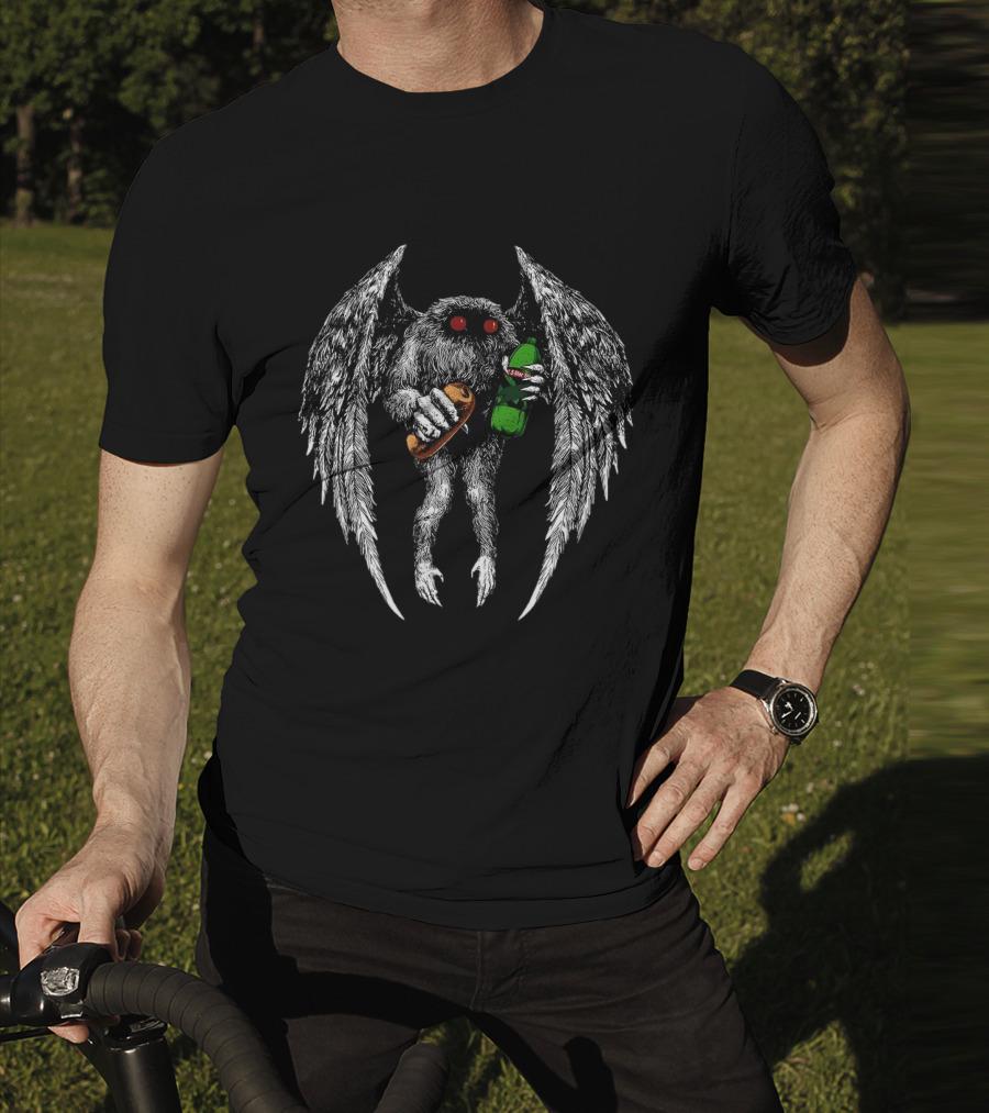 Threat Llama Appalachian Guardian Mothman Holding Sub And Soda T-Shirt