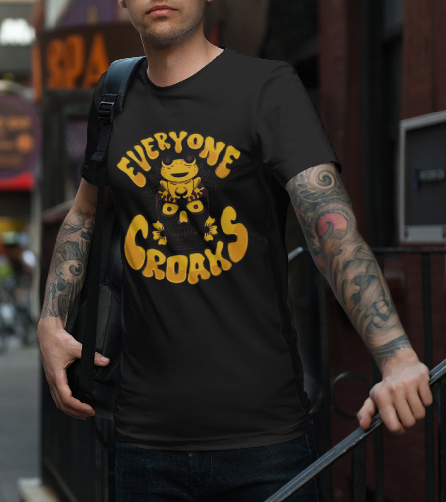 Everyone Croaks Frog On Skull T-Shirt