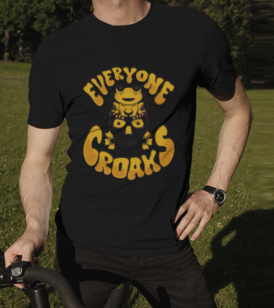 Everyone Croaks Frog On Skull T-Shirt