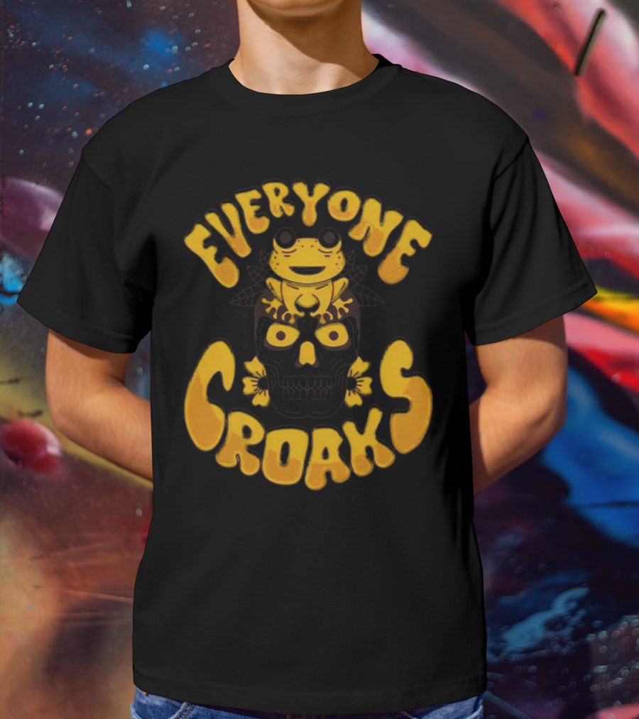 Everyone Croaks Frog On Skull T-Shirt