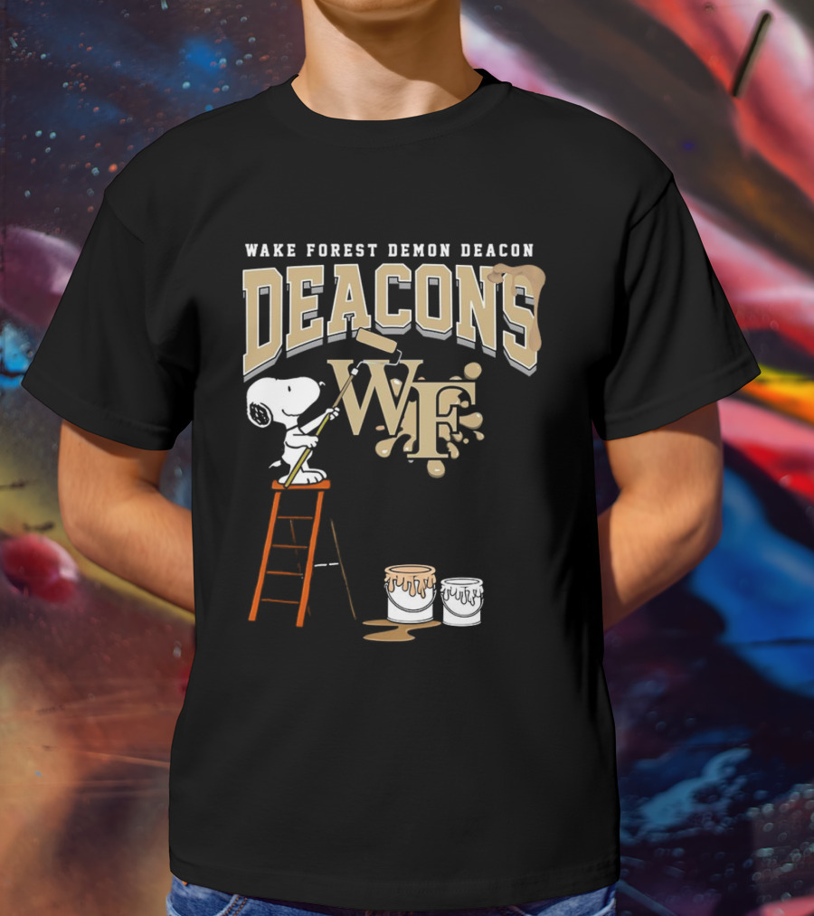 Wake Forest Demon Deacons Snoopy Painting Team Spirit T-Shirt
