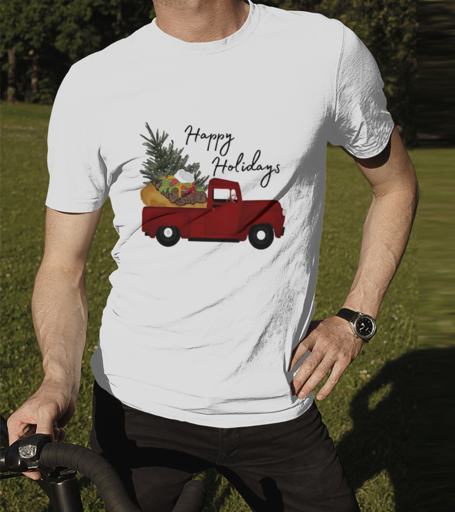Happy Holidays Red Truck With Taco And Tree T-Shirt