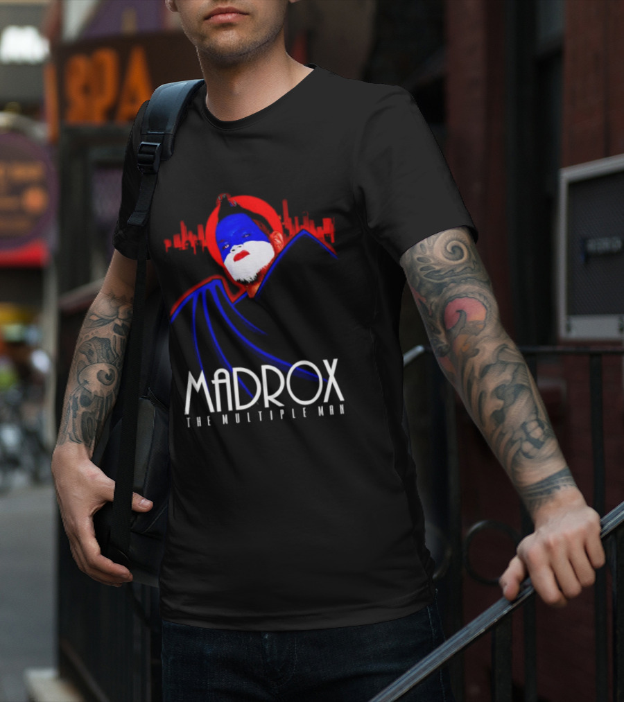Madrox The Multiple Man City Skyline Red Blue Face Paint T-Shirt