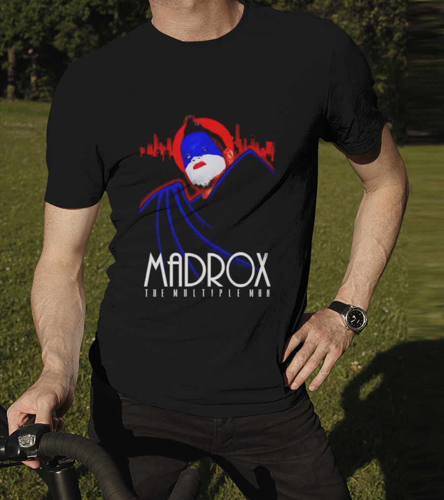 Madrox The Multiple Man City Skyline Red Blue Face Paint T-Shirt