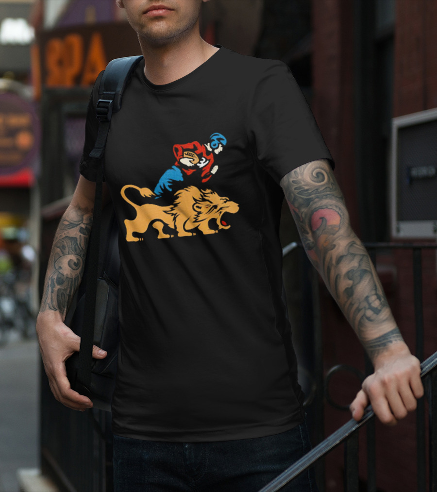 Detroit Lions Vintage Football Player And Lion Emblem This Story Is Just Beginning T-Shirt