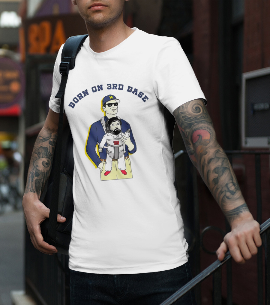 Born On 3rd Base Jim Harbaugh Michigan With Beard Baby T-Shirt