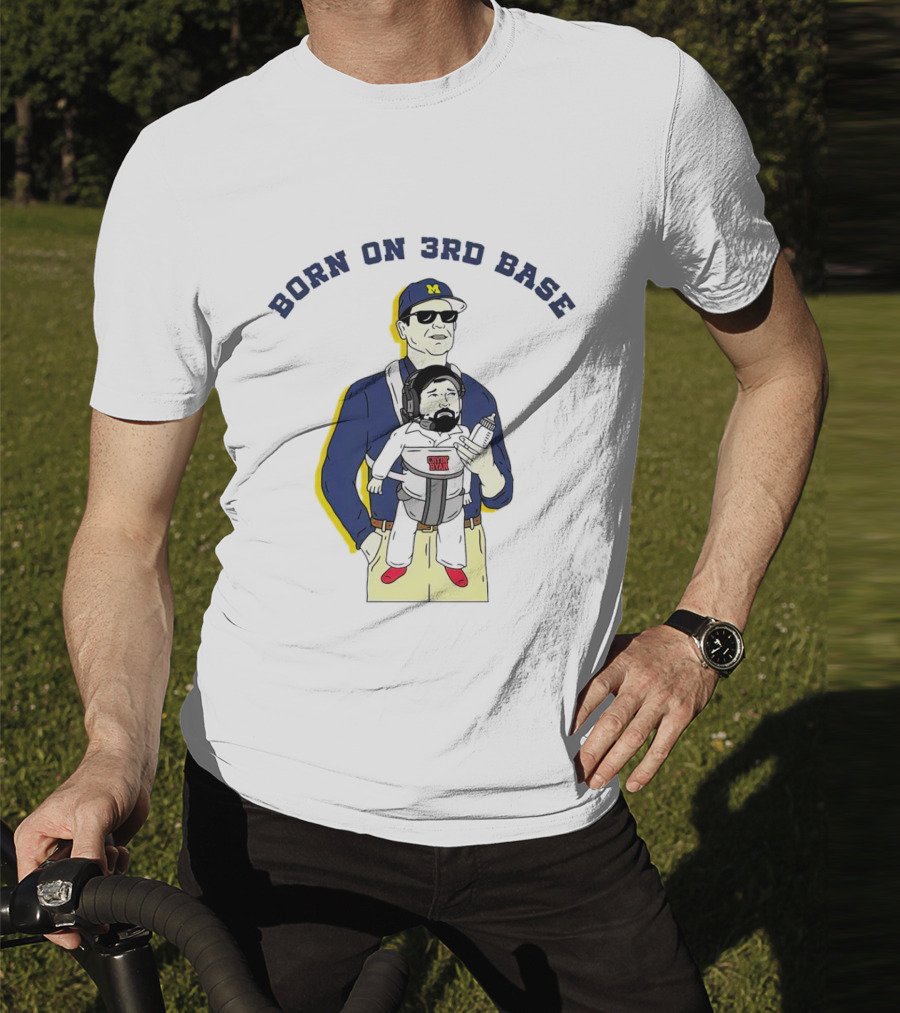 Born On 3rd Base Jim Harbaugh Michigan With Beard Baby T-Shirt