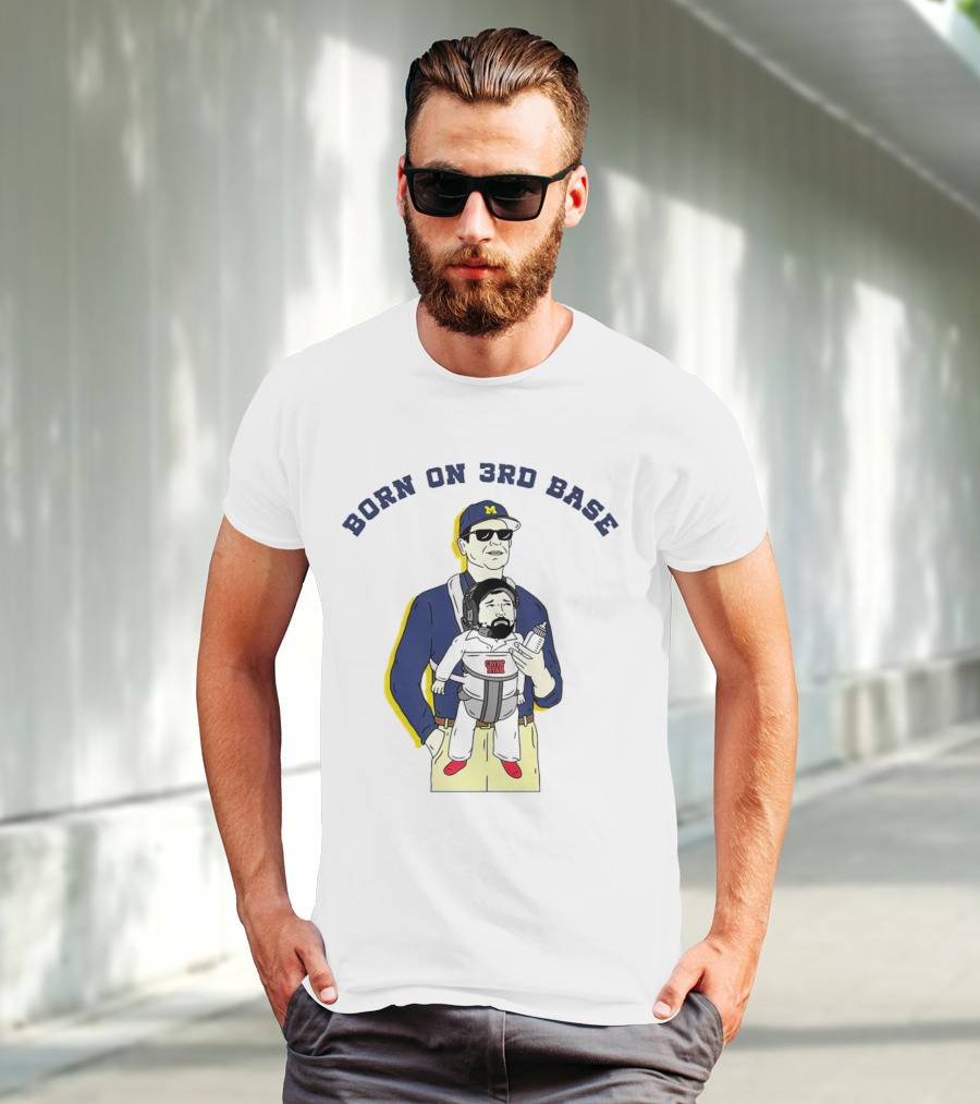 Born On 3rd Base Jim Harbaugh Michigan With Beard Baby T-Shirt