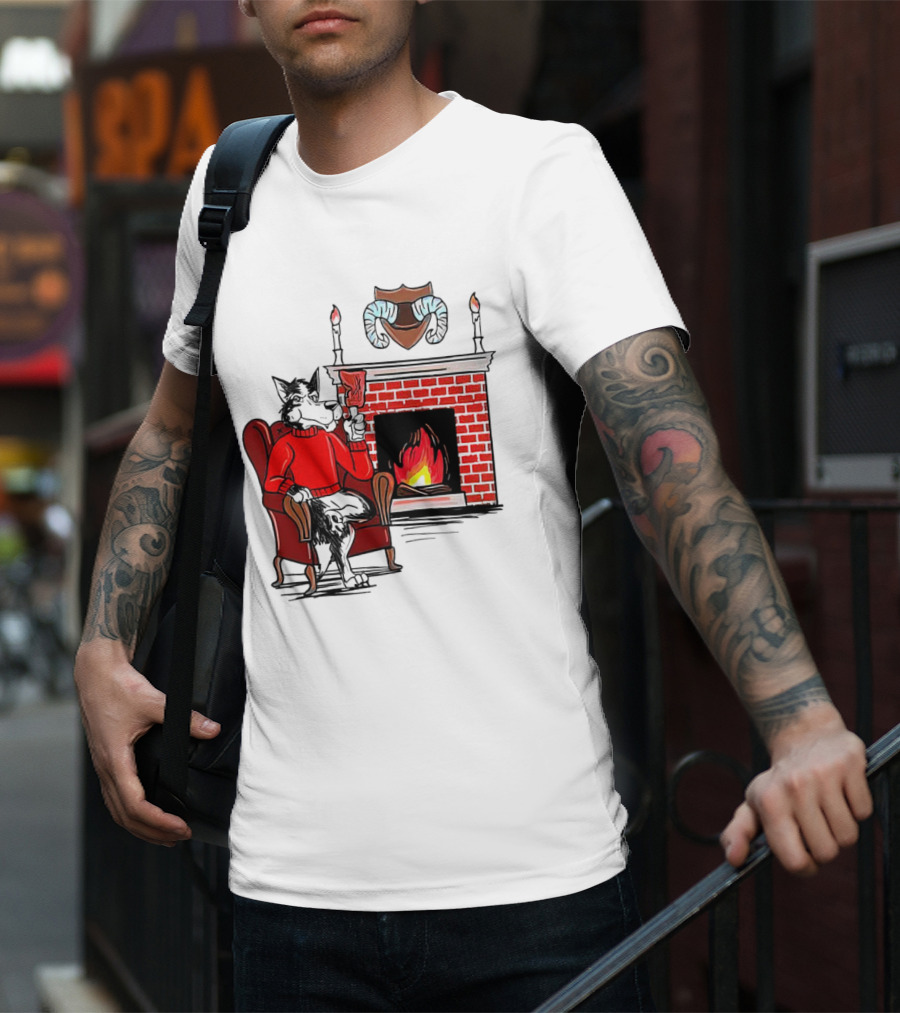 NC State Wolfpack Cozy Fireplace Christmas Scene Sweater Wolf T-Shirt