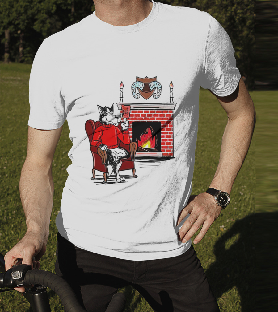 NC State Wolfpack Cozy Fireplace Christmas Scene Sweater Wolf T-Shirt