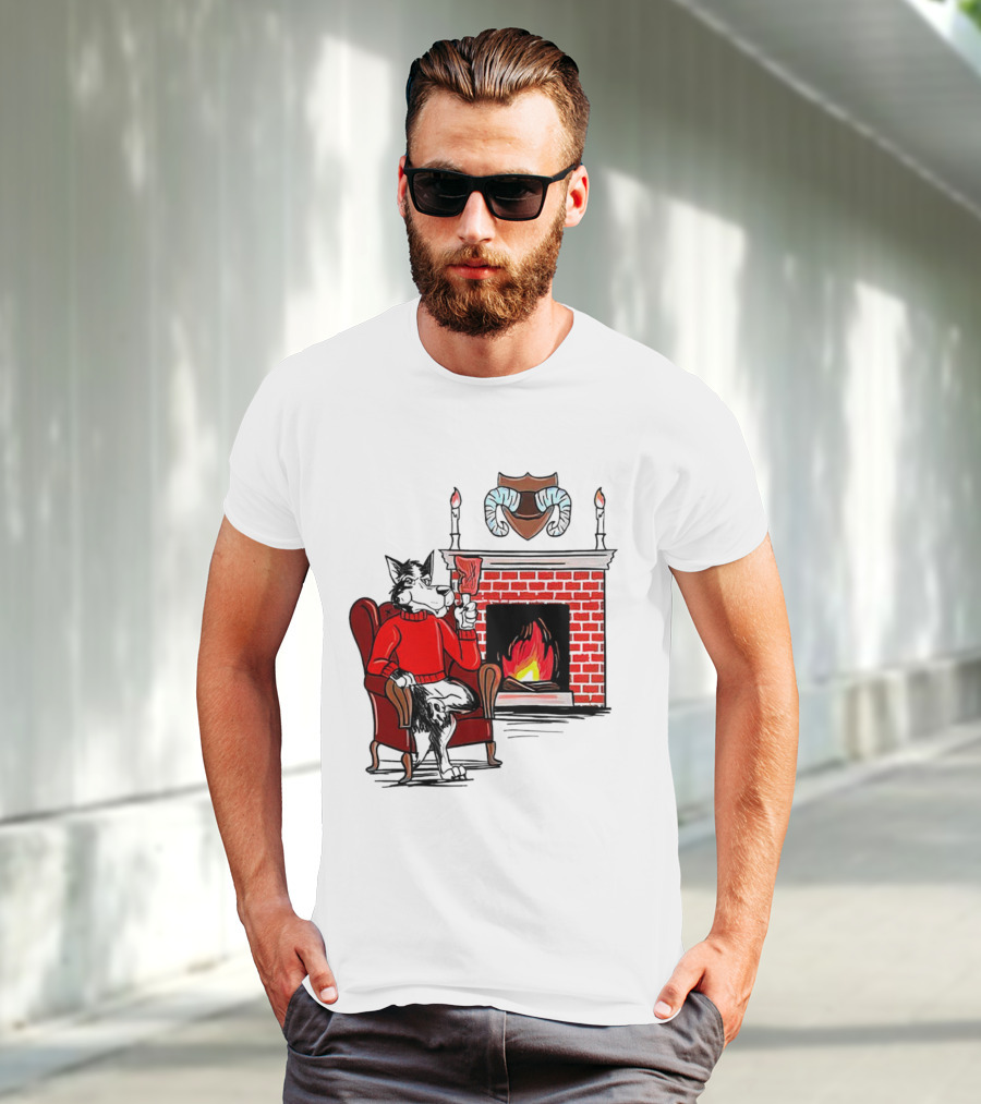 NC State Wolfpack Cozy Fireplace Christmas Scene Sweater Wolf T-Shirt